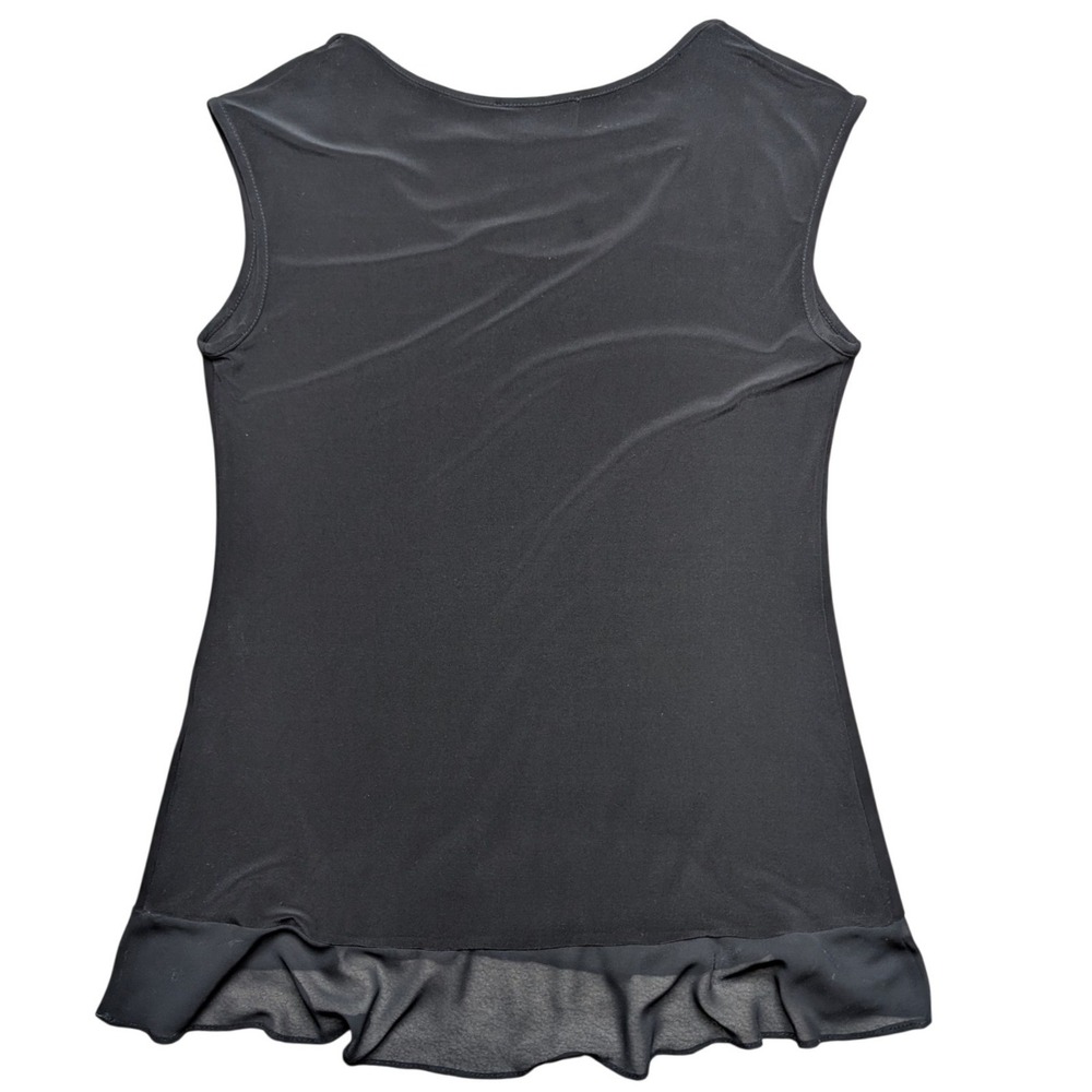 Vintage Joseph Ribkoff Size 8 Black Tank Top Mesh Trim Lightweight Flowy Layer - Picture 2 of 3